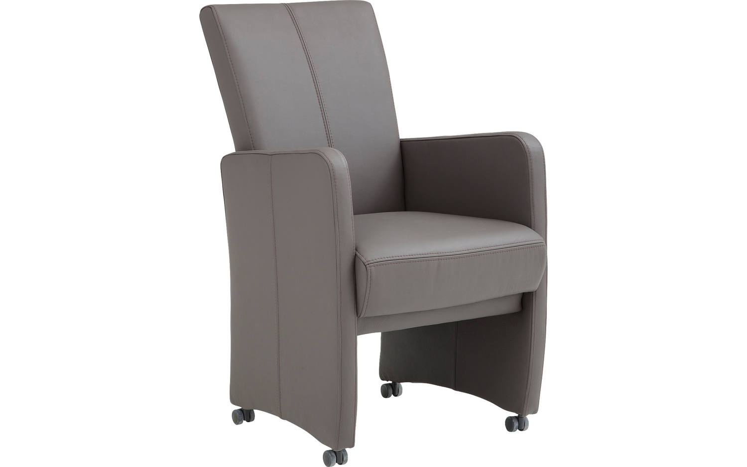 Goossens Excellent Eetkamerstoel Riva bruin leer met armleuning en met wielen, stijlvol landelijk - 8718823004892