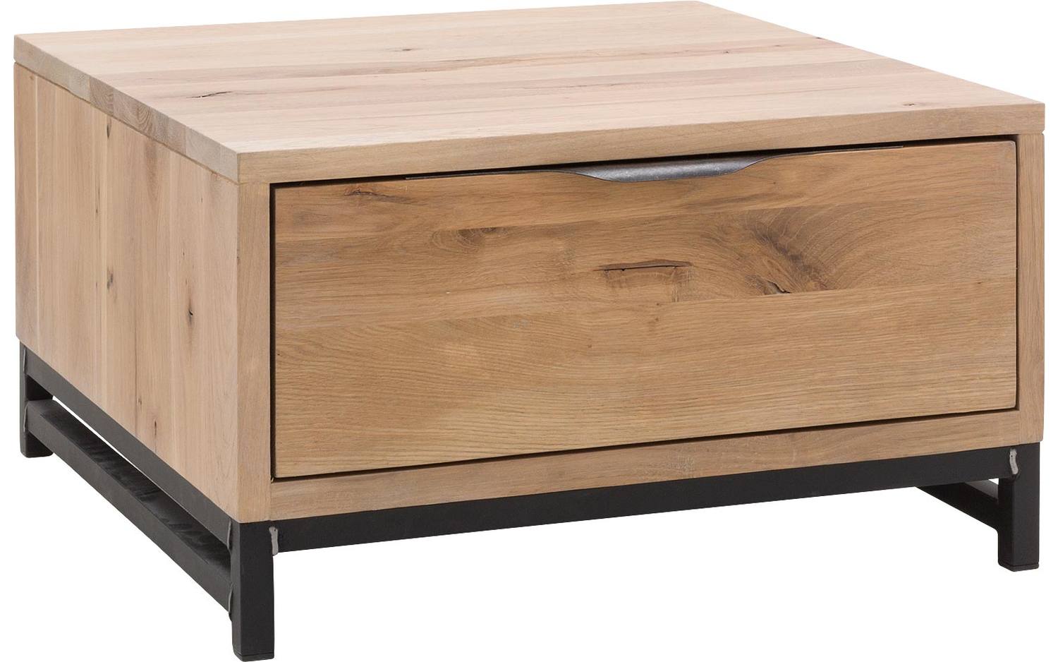 Goossens Hoektafel Max, hout eiken onbewerkt, urban industrieel, 65 x 37 x 65 cm - 8718823306231