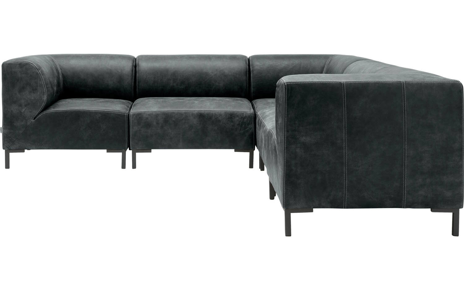 Goossens Excellent Hoekbank Marshall zwart, leer, 2 x 1,5-zits, urban industrieel - 8718823065428