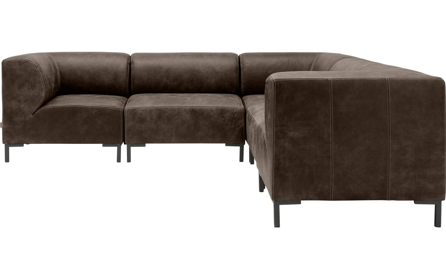 Goossens Excellent Hoekbank Marshall donkerbruin, leer, 2 x 1,5-zits, urban industrieel - 8718823065435