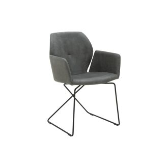 Goossens Excellent Eetkamerstoel Manzini antraciet leer met armleuning, modern design - 8718823027617