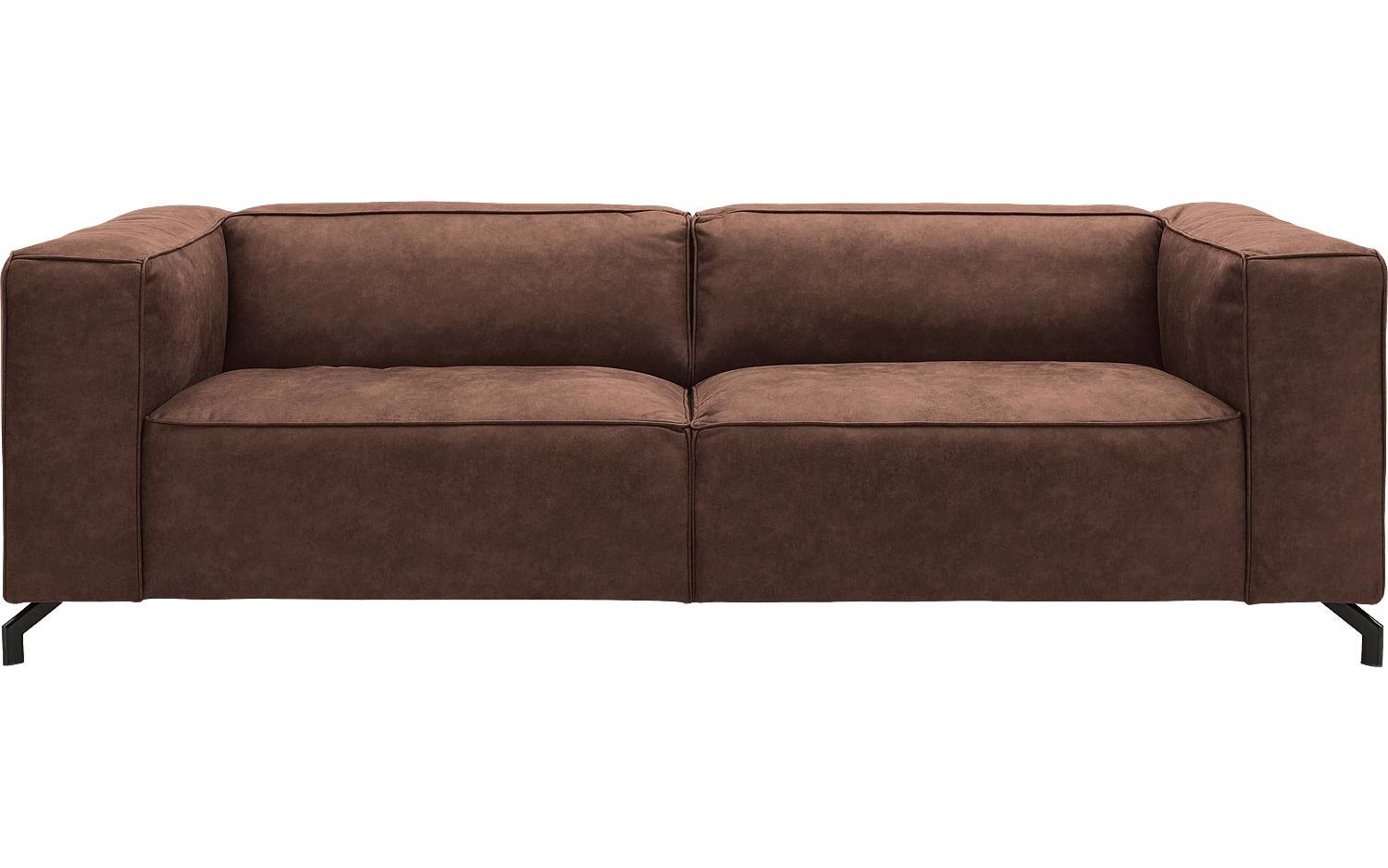 Goossens Bank Calvin bruin, micro leer, 3,5-zits, modern design - 8718823069549