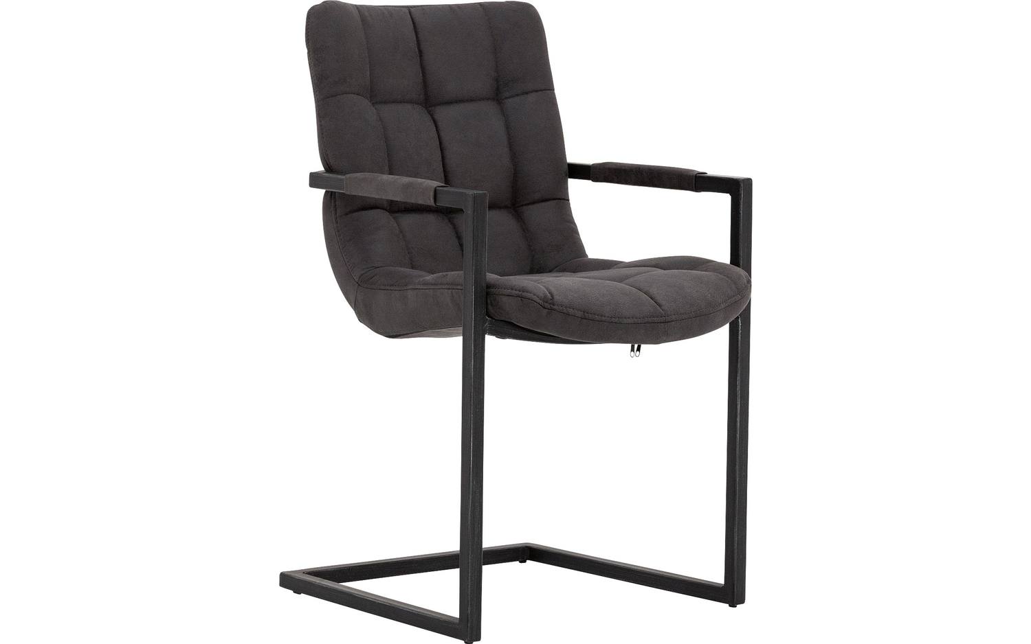 Goossens Eetkamerstoel Steven antraciet microvezel met armleuning, urban industrieel - 8718823062007