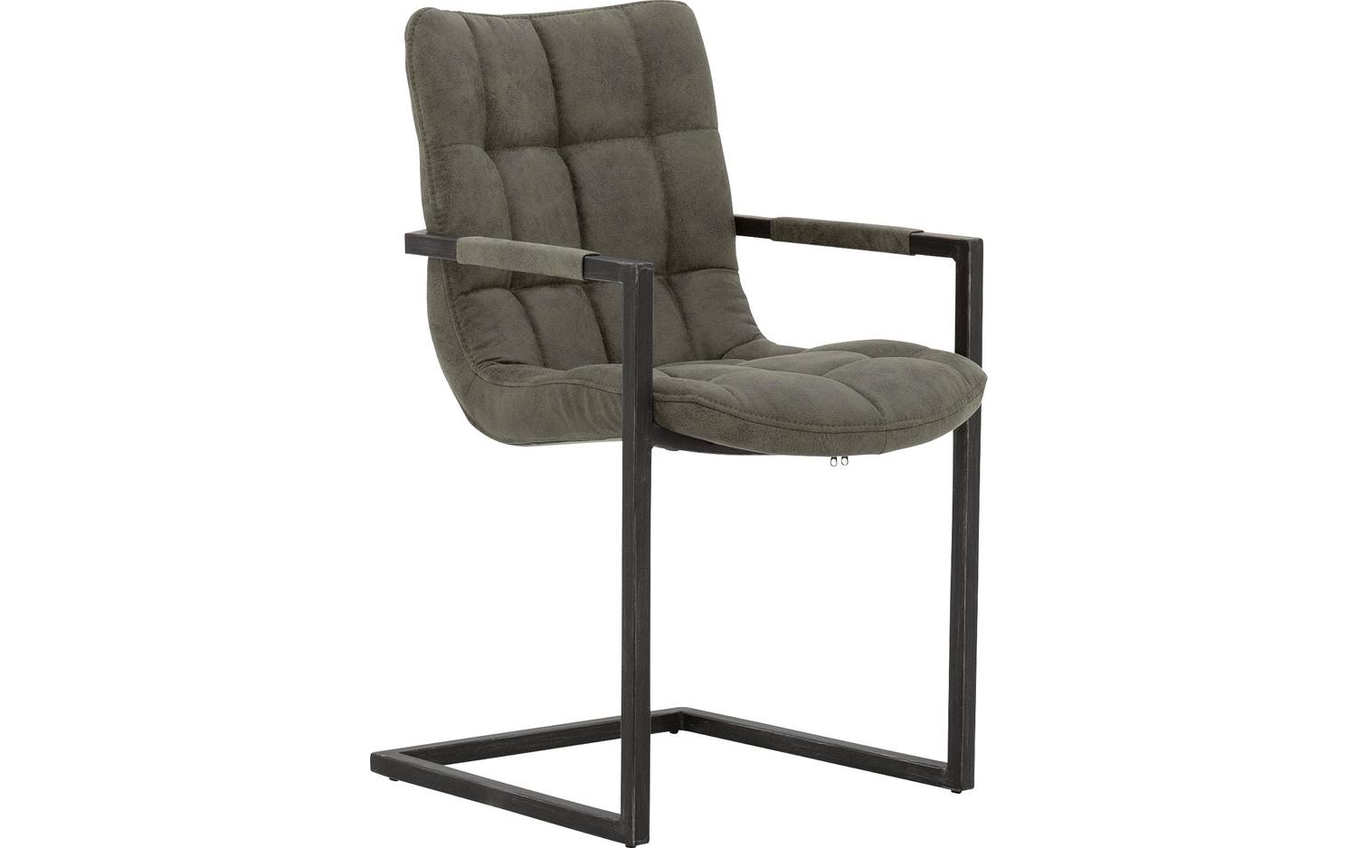 Goossens Eetkamerstoel Steven groen microvezel met armleuning, urban industrieel - 8718823066906