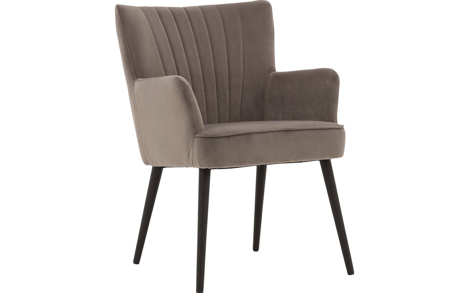 Goossens Eetkamerstoel Rob grijs velvet stof met armleuning, urban industrieel