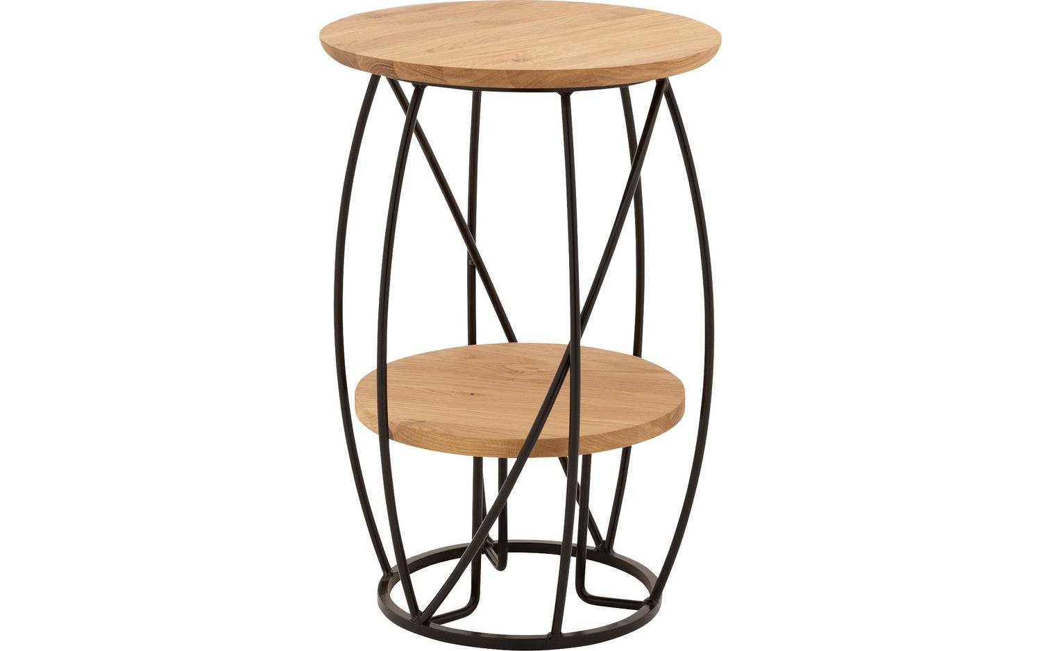 Goossens Salontafel Bellis rond, hout eiken blank, stijlvol landelijk, 39 x 60 x 39 cm - 8718823306873