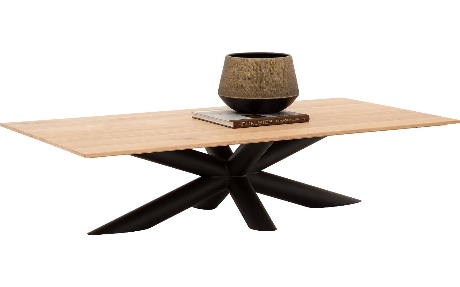 Goossens Excellent Salontafel Gs-1302 rechthoekig, hout eiken blank, elegant chic, 140 x 34 x 72 cm - 8718823306910