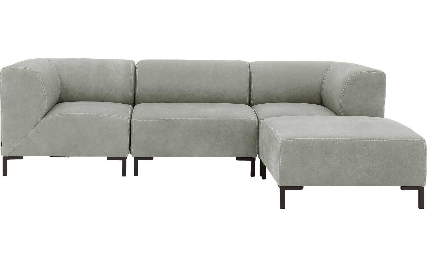 Goossens Excellent Bank Marshall Met Hocker groen, leer, 1,5-zits, urban industrieel - 8718823312058