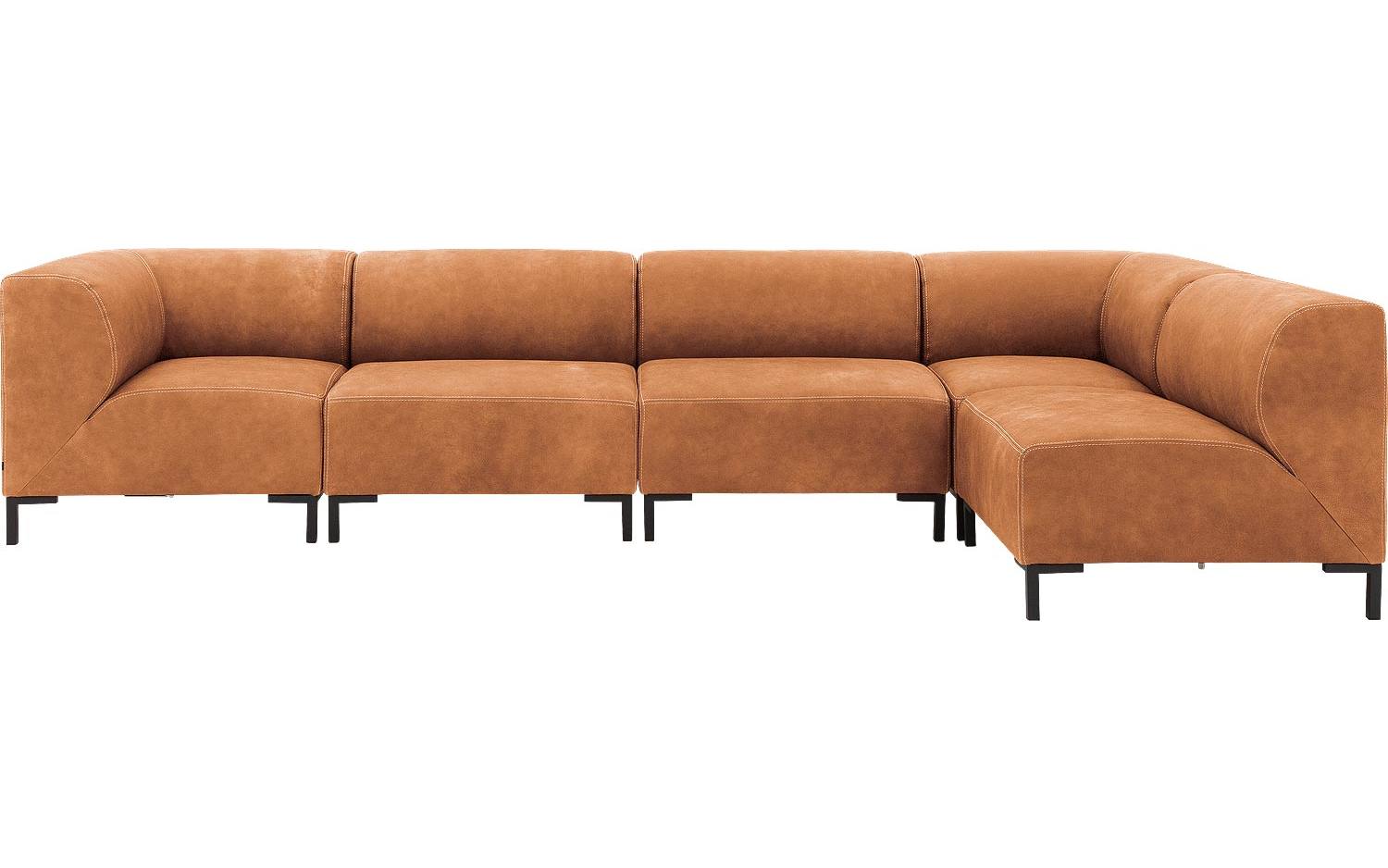 Goossens Excellent Hoekbank Marshall cognac, leer, 1,5-zits, urban industrieel - 8718823311839