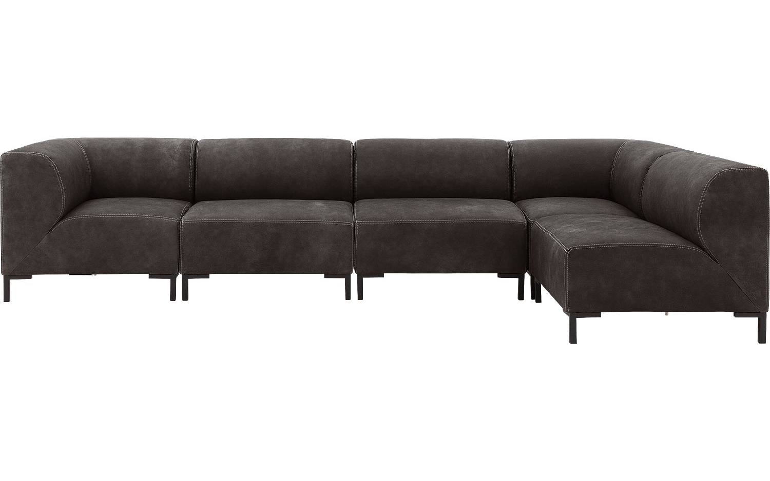 Goossens Excellent Hoekbank Marshall donkerbruin, leer, 1,5-zits, urban industrieel - 8718823311877