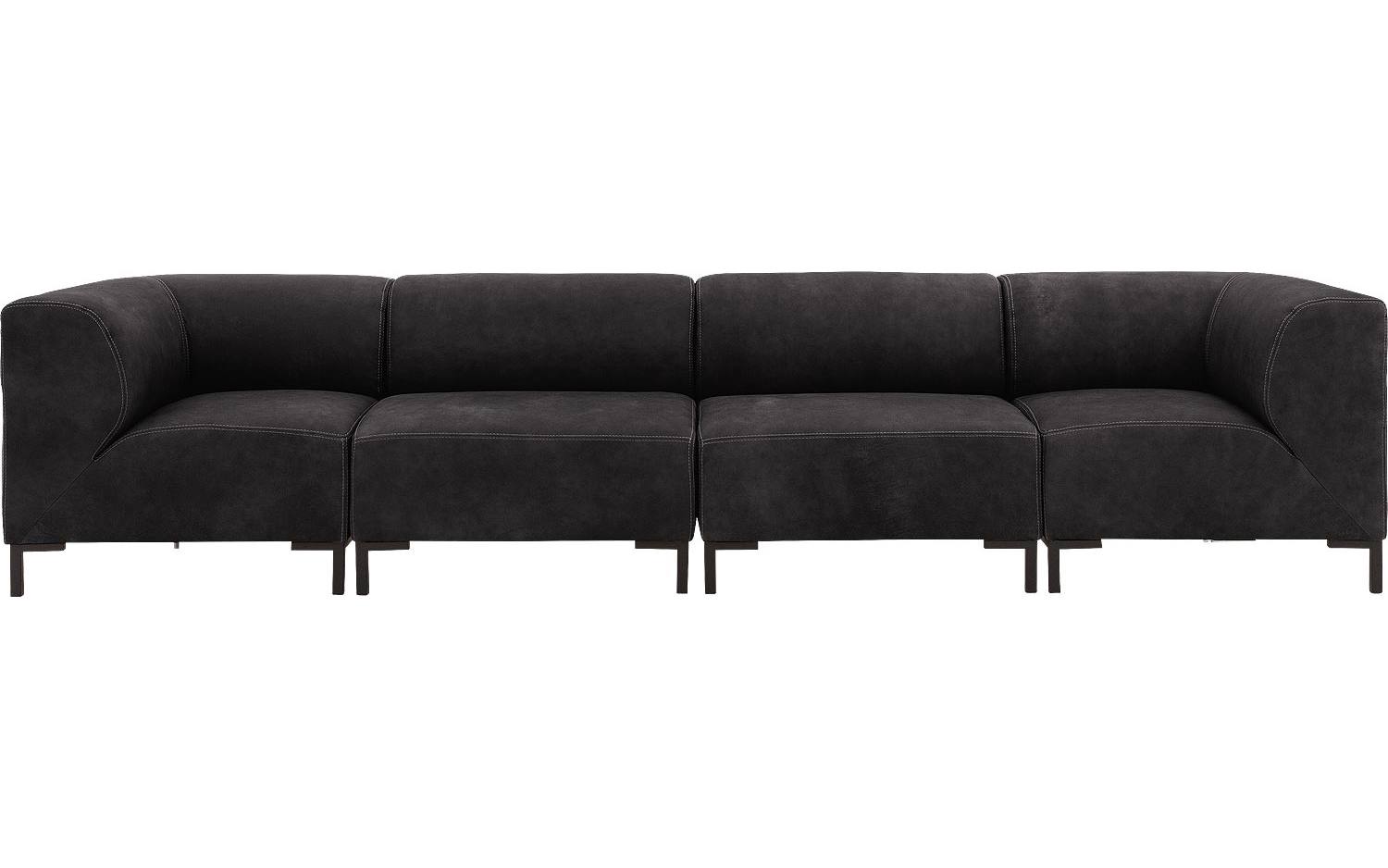 Goossens Excellent Bank Marshall zwart, leer, 2 x 1,5-zits, urban industrieel - 8718823311730