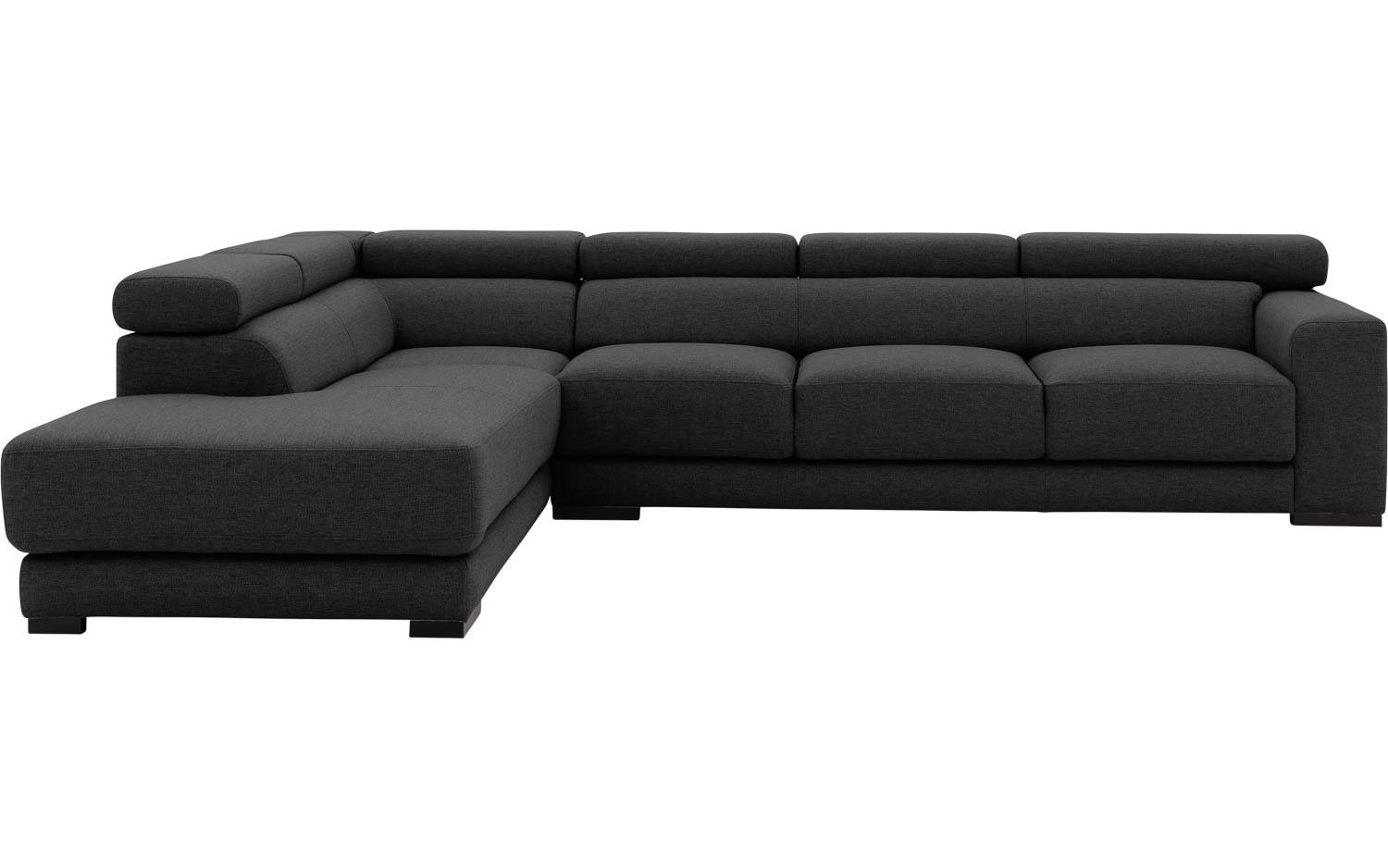 Goossens Bank Nora donkergrijs, stof, 3-zits, stijlvol landelijk met ligelement links - 8718823076387