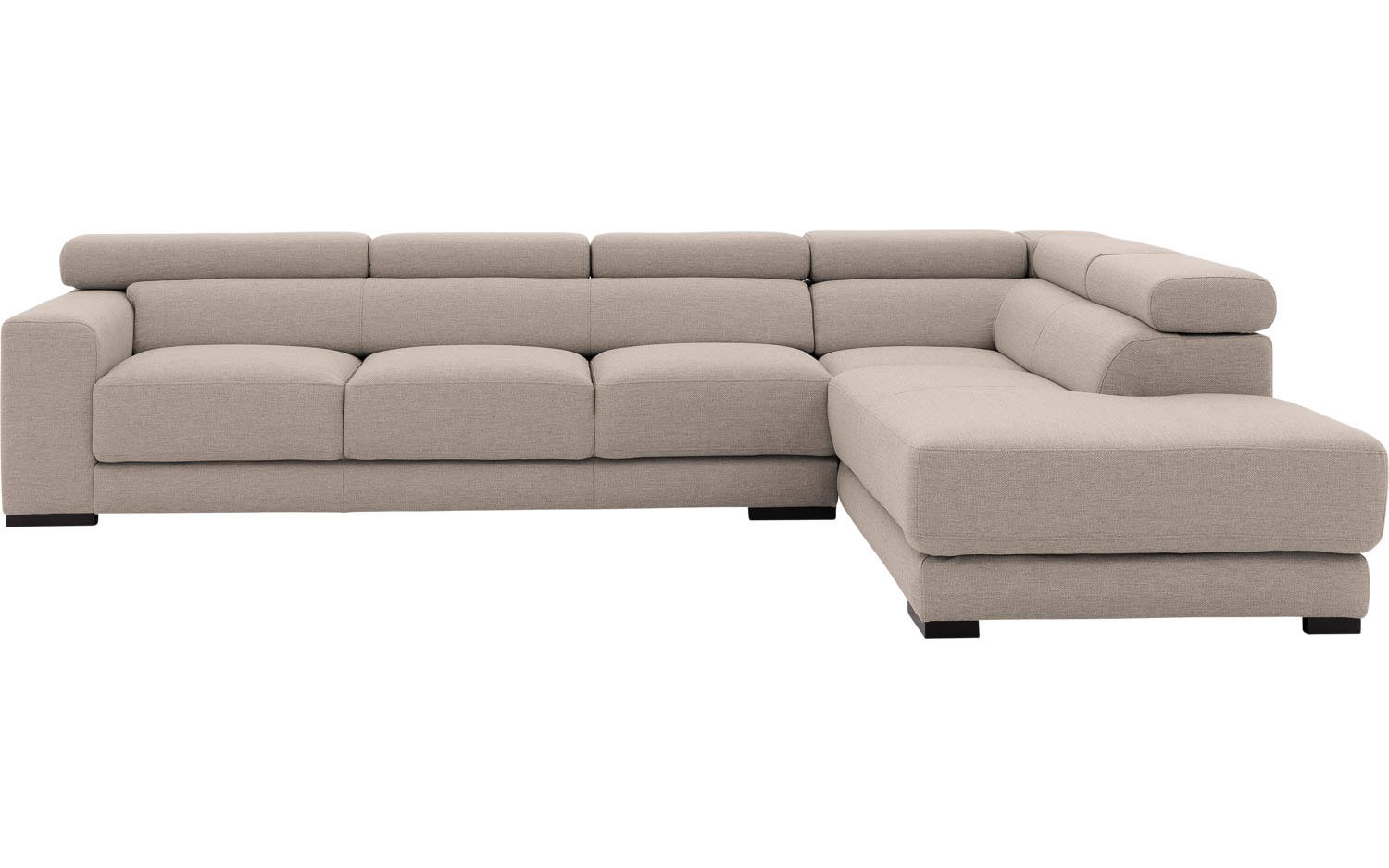 Goossens Bank Nora beige, stof, 3-zits, stijlvol landelijk met ligelement rechts - 8718823076493