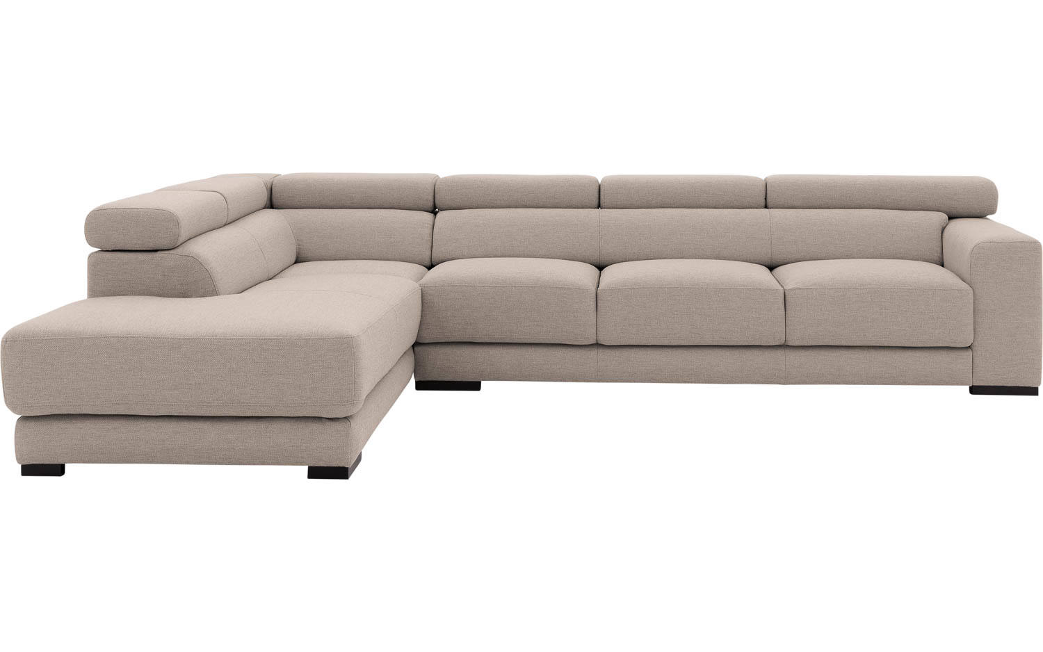 Goossens Bank Nora beige, stof, 3-zits, stijlvol landelijk met ligelement links - 8718823076400