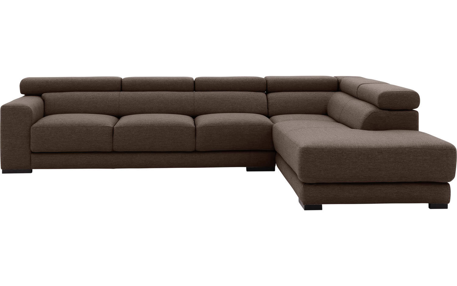 Goossens Bank Nora bruin, stof, 3-zits, stijlvol landelijk met ligelement rechts - 8718823076455