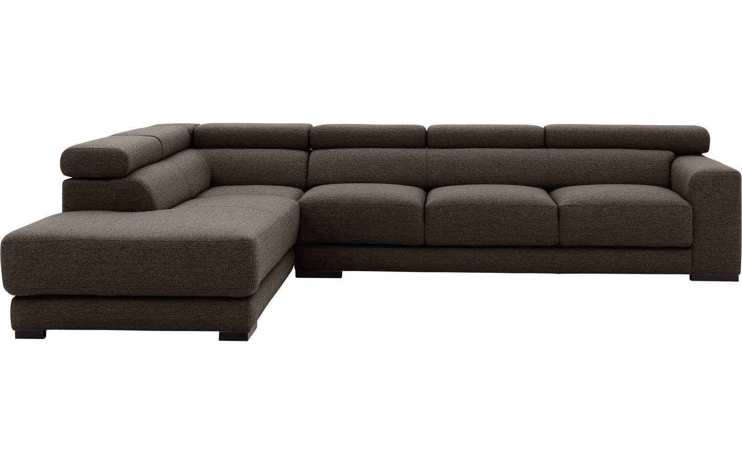 Goossens Bank Nora bruin, stof, 3-zits, stijlvol landelijk met ligelement links - 8718823076424