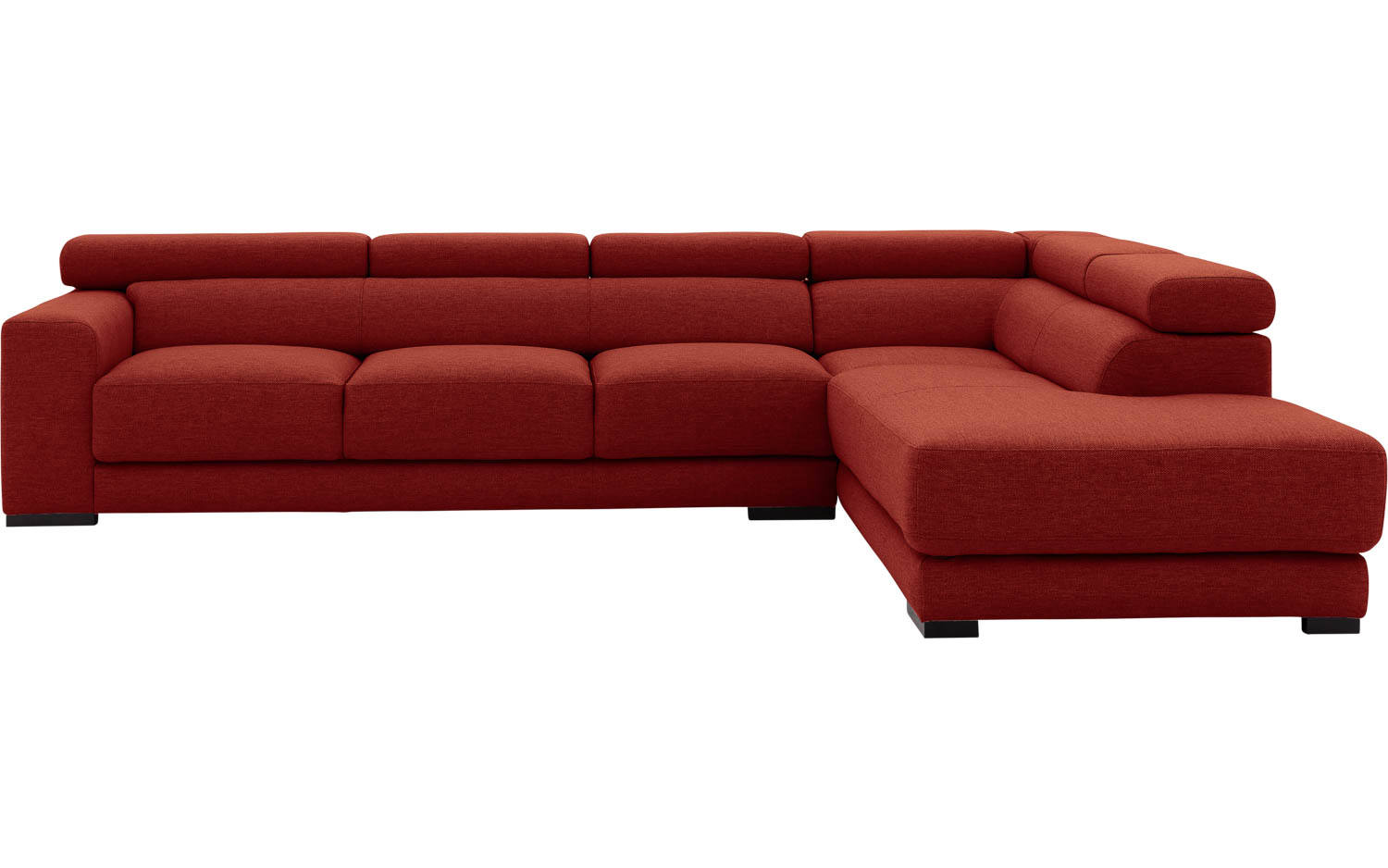 Goossens Bank Nora rood, stof, 3-zits, stijlvol landelijk met ligelement rechts - 8718823076516