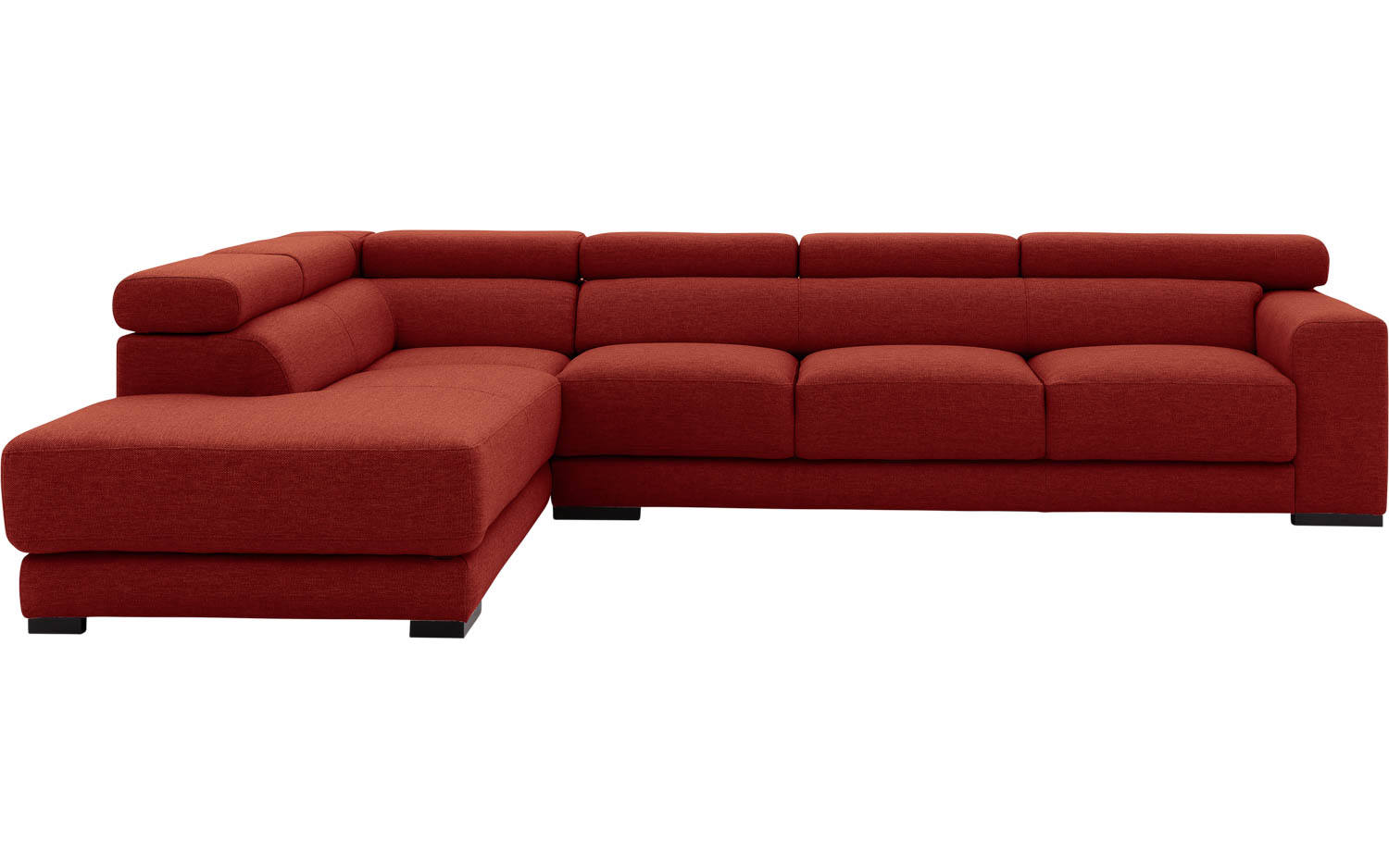 Goossens Bank Nora rood, stof, 3-zits, stijlvol landelijk met ligelement links - 8718823076431