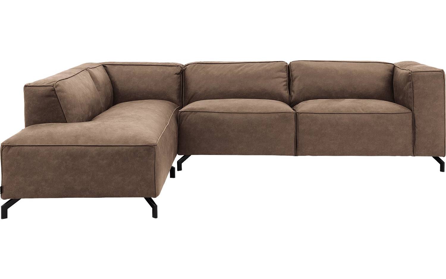 Goossens Bank Calvin bruin, micro leer, 3-zits, modern design met ligelement links - 8718823072082