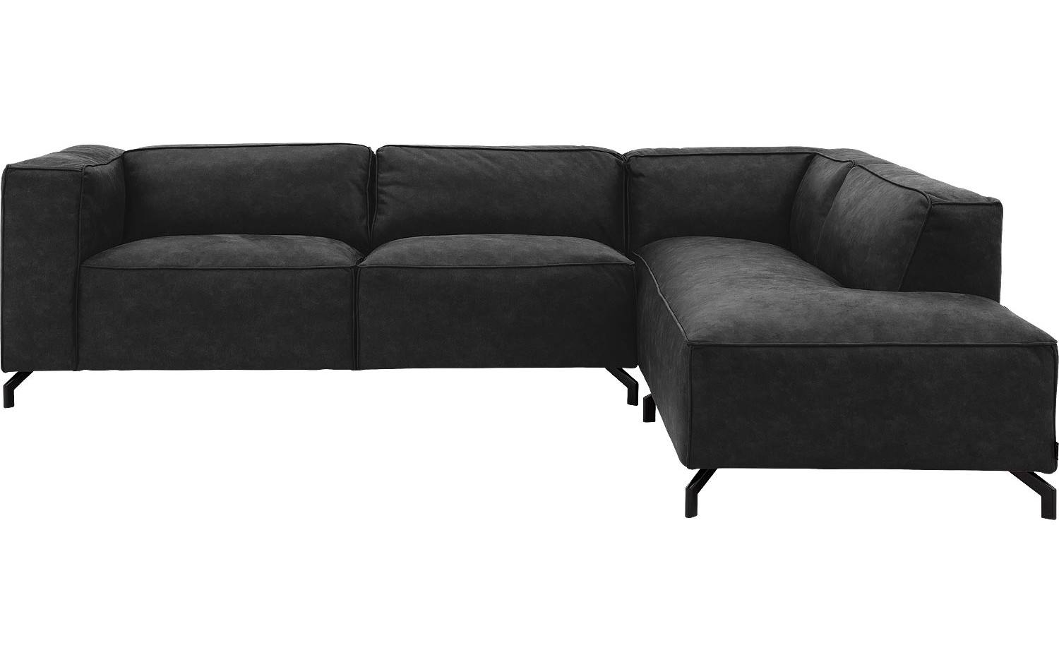 Goossens Bank Calvin grijs, micro leer, 3-zits, modern design met ligelement rechts - 8718823263251