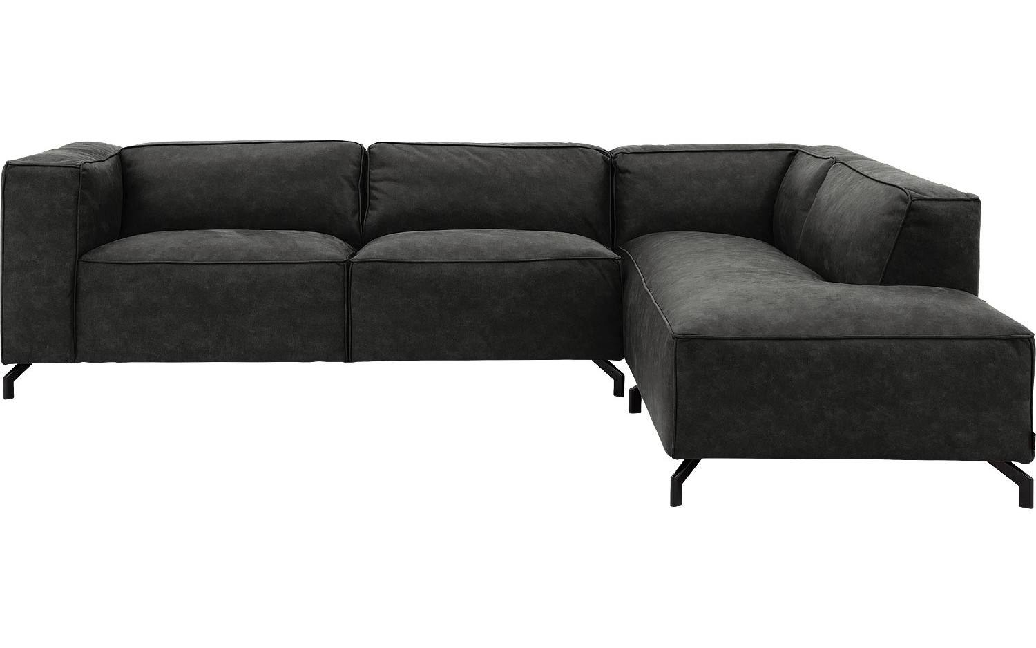 Goossens Bank Calvin grijs, micro leer, 3-zits, modern design met ligelement rechts - 8718823071993