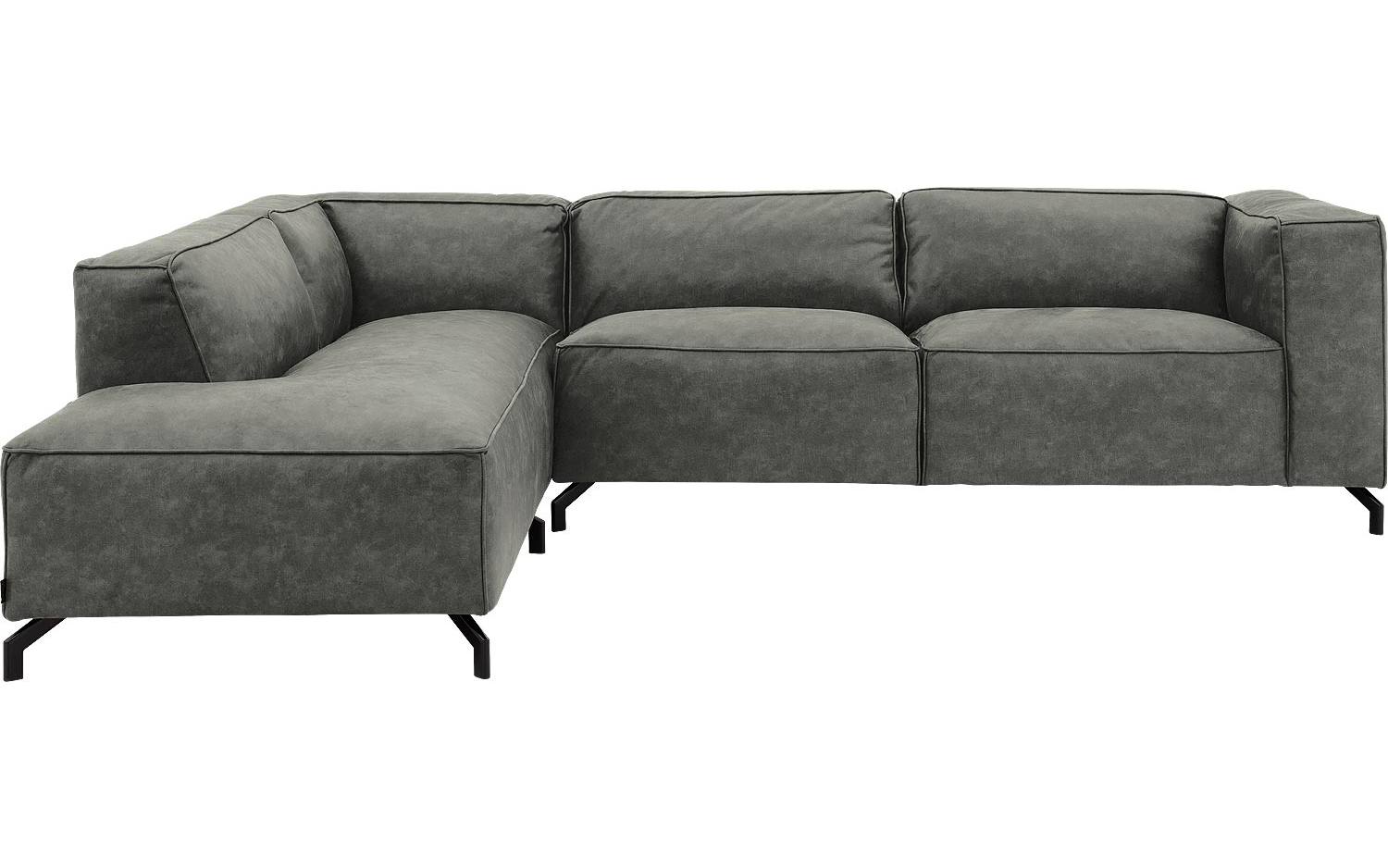 Goossens Bank Calvin grijs, micro leer, 3-zits, modern design met ligelement links - 8718823072075