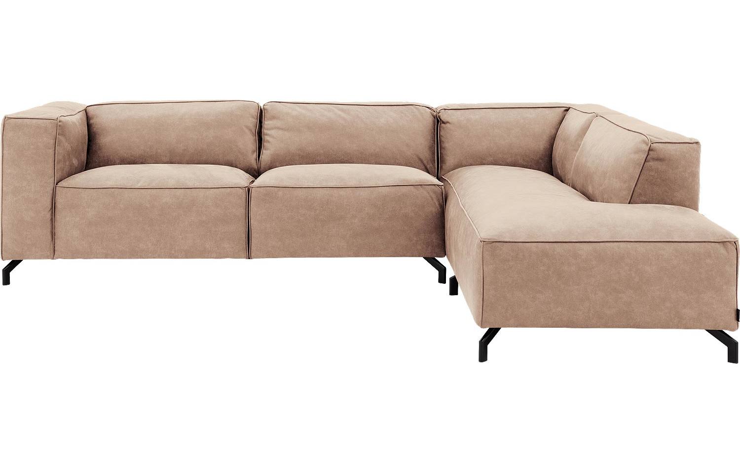 Goossens Bank Calvin beige, micro leer, 3-zits, modern design met ligelement rechts - 8718823071979