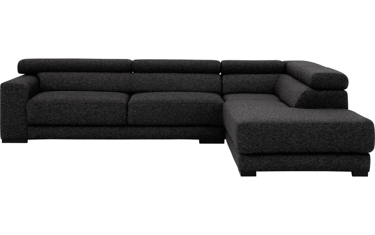 Goossens Bank Nora antraciet, stof, 2,5-zits, stijlvol landelijk met ligelement rechts - 8718823076301