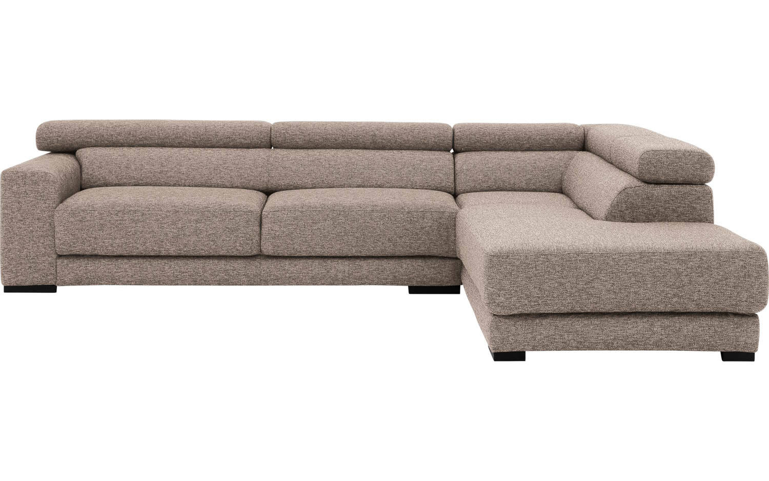 Goossens Bank Nora beige, stof, 2,5-zits, stijlvol landelijk met ligelement rechts - 8718823076288