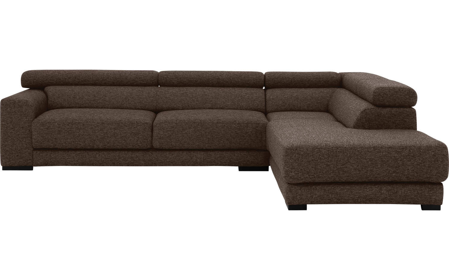 Goossens Bank Nora bruin, stof, 2,5-zits, stijlvol landelijk met ligelement rechts - 8718823076349