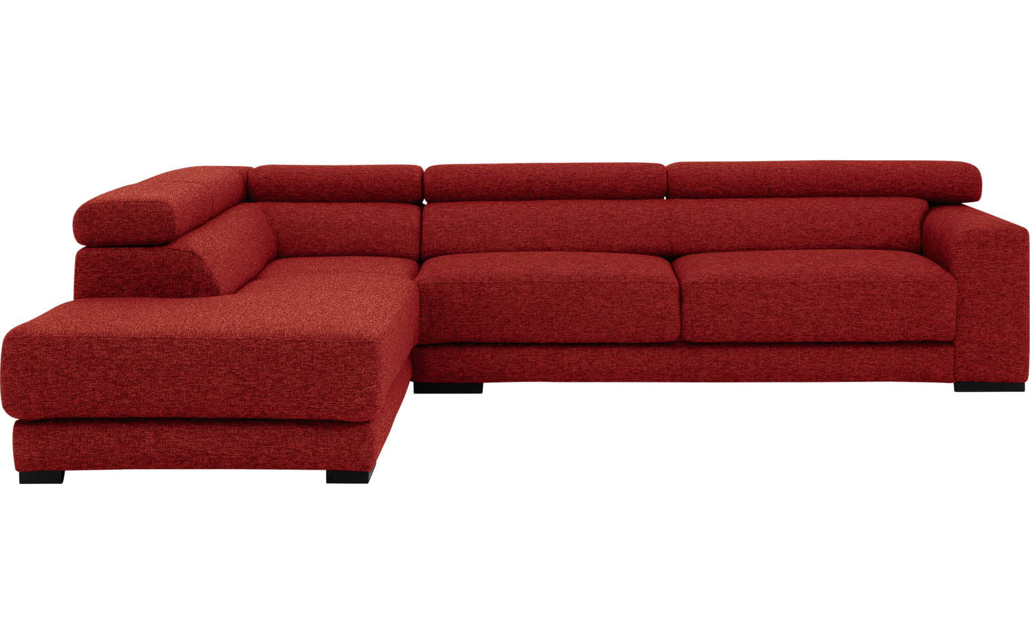 Goossens Bank Nora rood, stof, 2,5-zits, stijlvol landelijk met ligelement links - 8718823076592