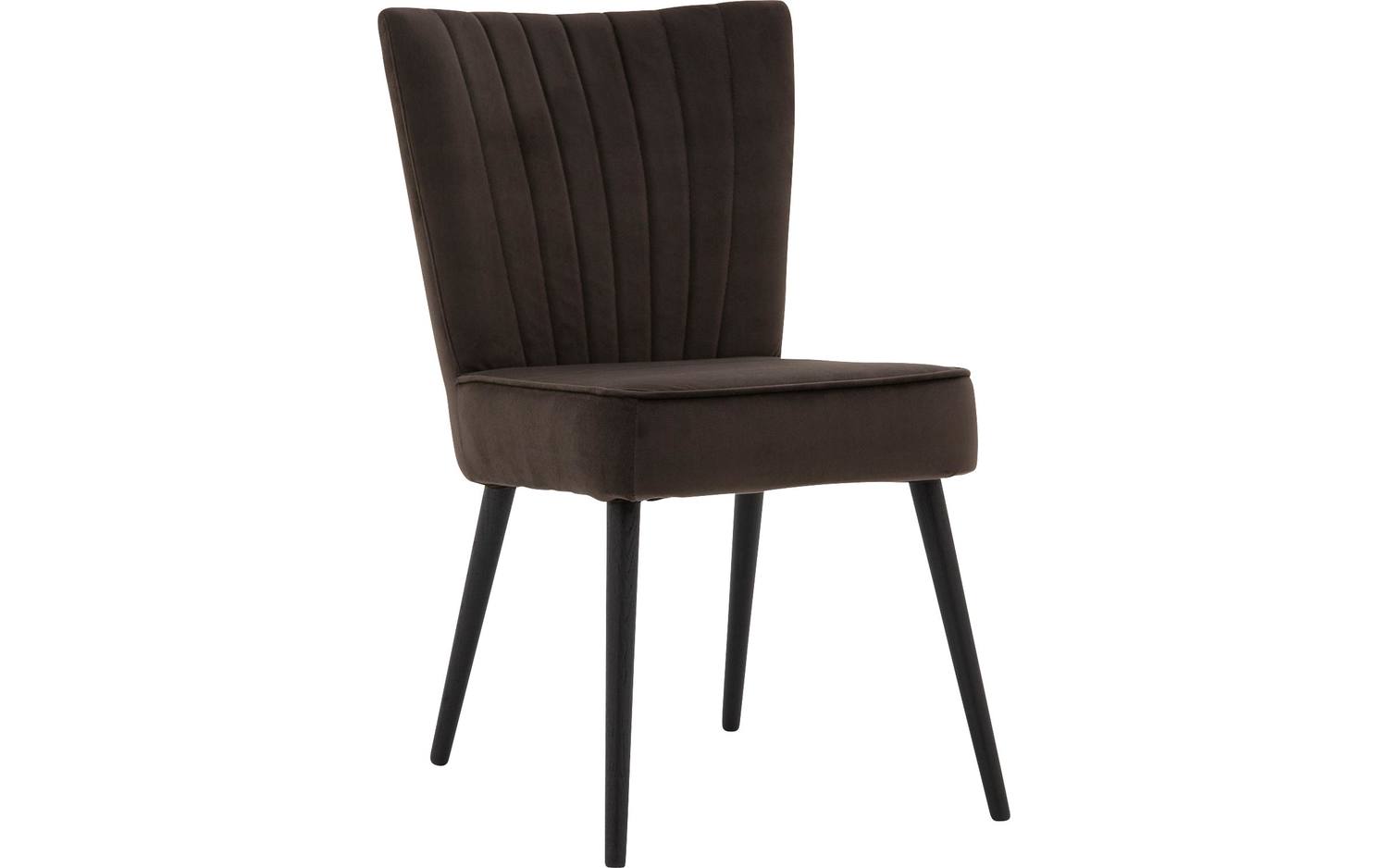 Goossens Eetkamerstoel Rob bruin velvet stof leuning, urban industrieel