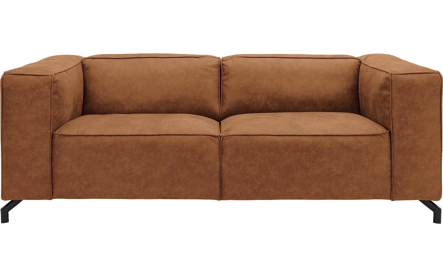 Goossens Bank Calvin cognac, micro leer, 2,5-zits, modern design - 8718823071078