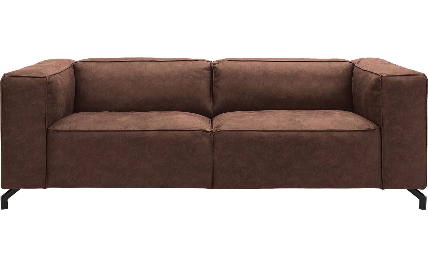 Goossens Bank Calvin bruin, micro leer, 3-zits, modern design - 8718823071160