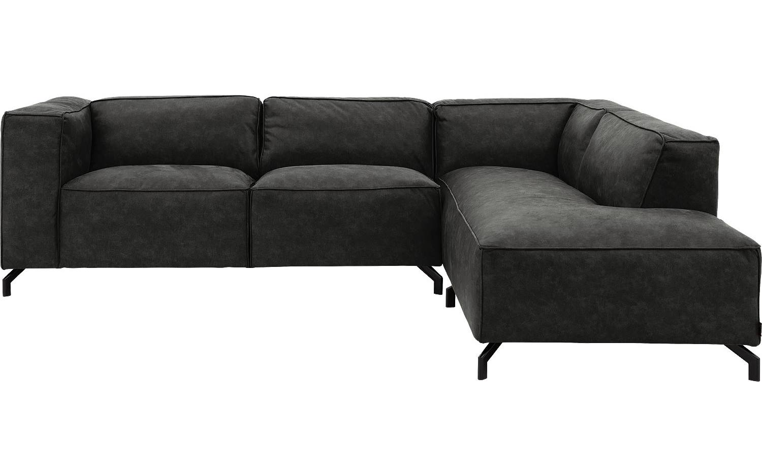 Goossens Bank Calvin grijs, micro leer, 2,5-zits, modern design met ligelement rechts - 8718823071801