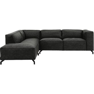 Goossens Bank Calvin grijs, micro leer, 2,5-zits, modern design met ligelement links - 8718823071870
