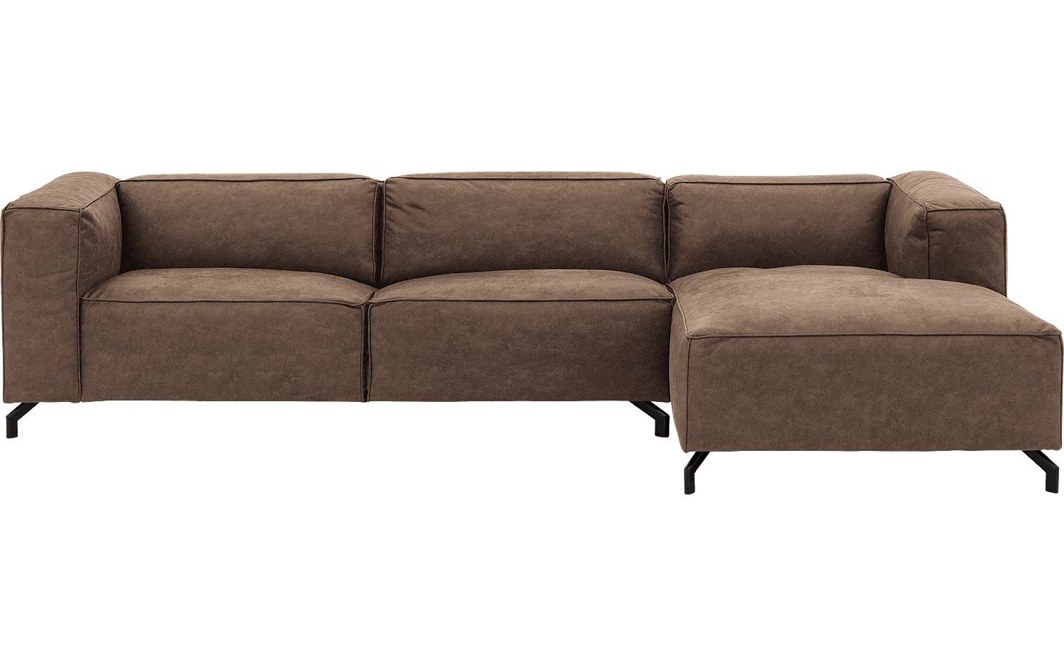 Goossens Bank Calvin bruin, micro leer, 3,5-zits, modern design - 8718823072488