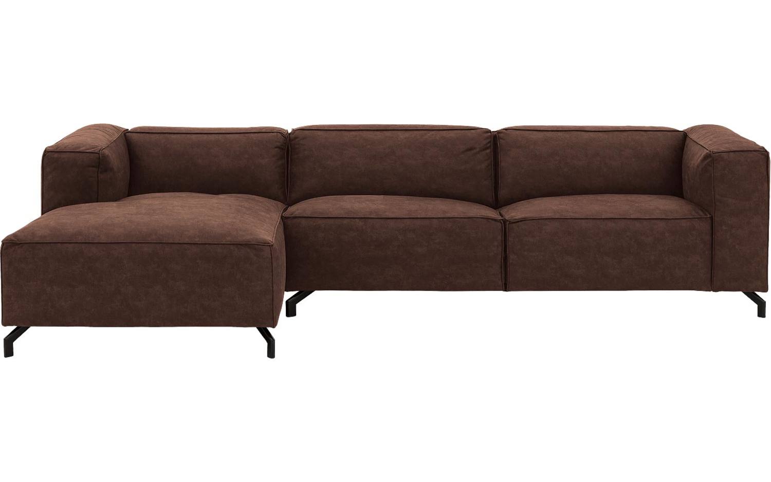 Goossens Bank Calvin bruin, micro leer, 3,5-zits, modern design - 8718823072365