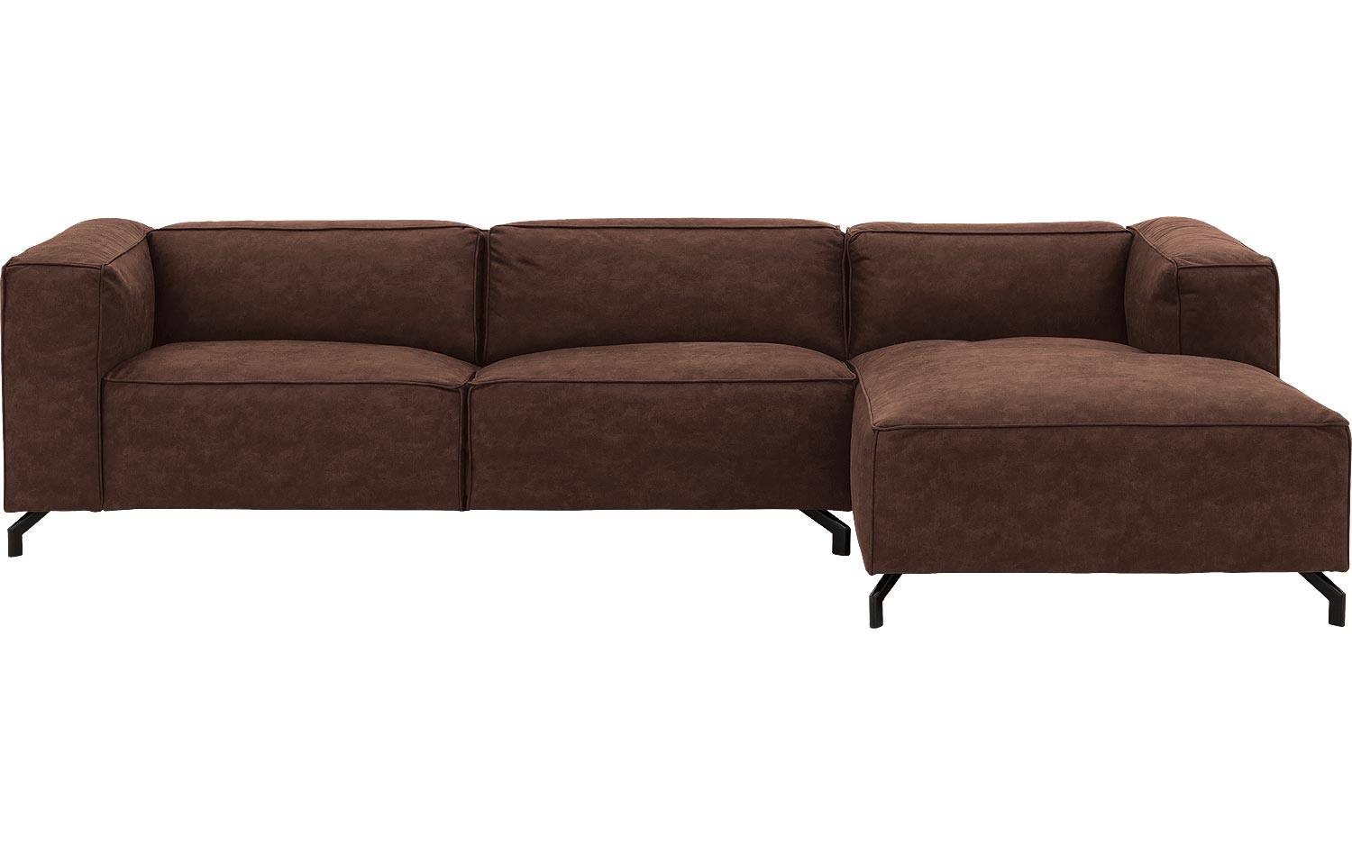 Goossens Bank Calvin bruin, micro leer, 3-zits, modern design met ligelement rechts - 8718823263244