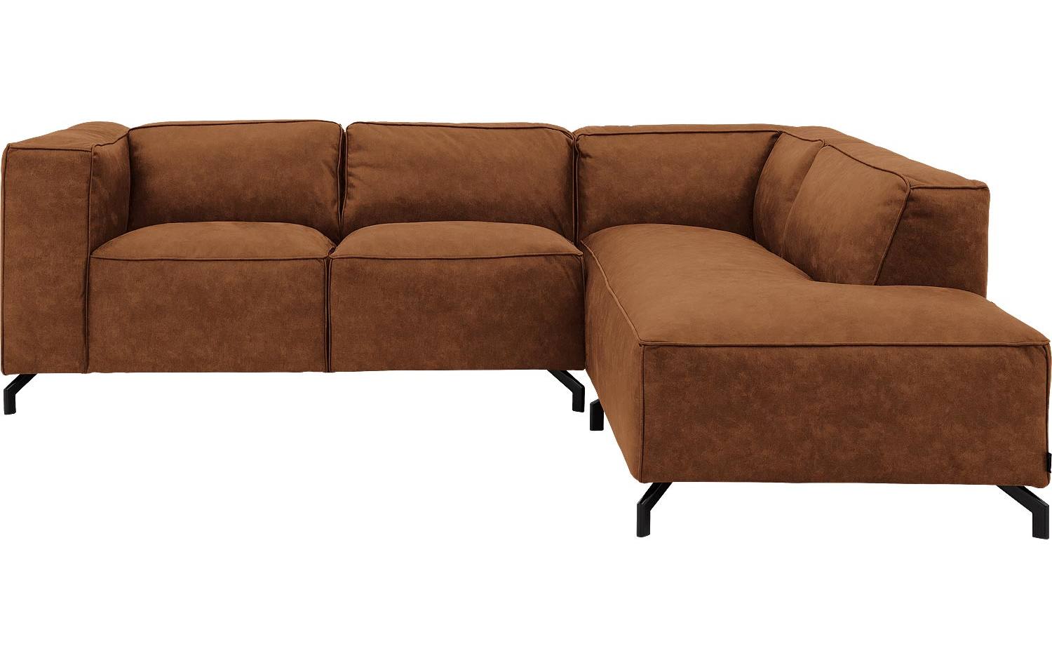 Goossens Bank Calvin cognac, micro leer, 2-zits, modern design met ligelement rechts - 8718823071641