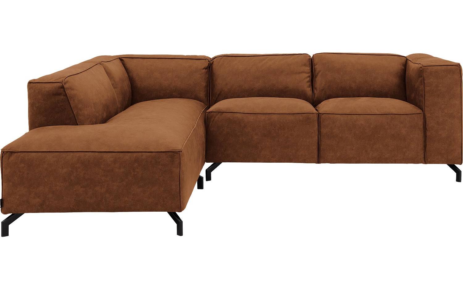 Goossens Bank Calvin cognac, micro leer, 2-zits, modern design met ligelement links - 8718823071726