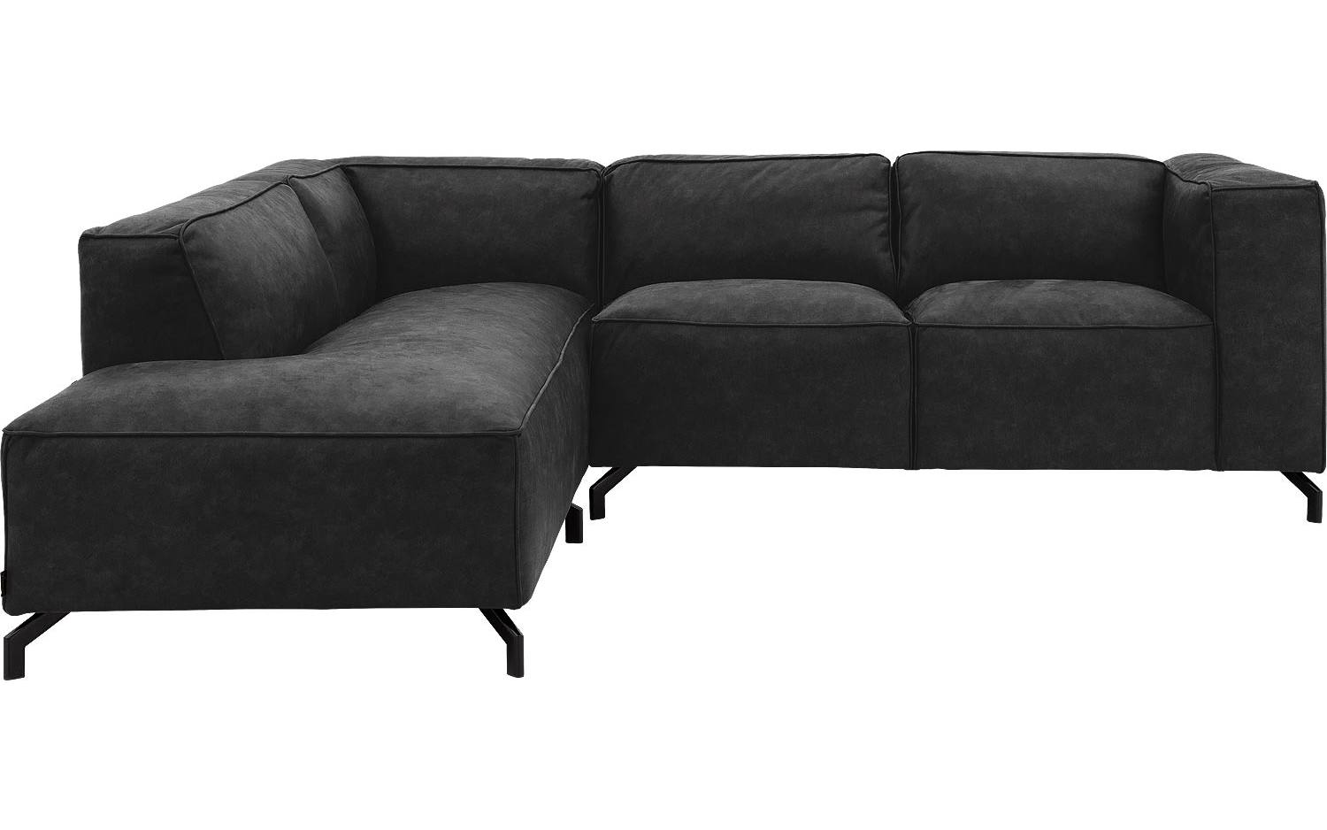 Goossens Bank Calvin antraciet, micro leer, 2-zits, modern design met ligelement links - 8718823071702