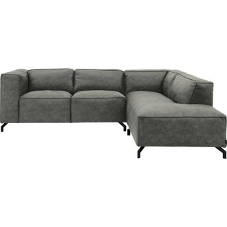 Goossens Bank Calvin grijs, micro leer, 2-zits, modern design met ligelement rechts - 8718823071665