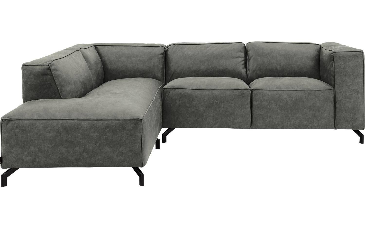 Goossens Bank Calvin grijs, micro leer, 2-zits, modern design met ligelement links - 8718823071740