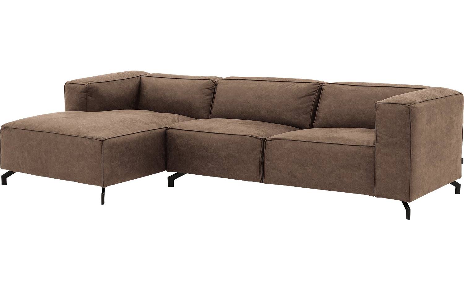 Goossens Bank Calvin bruin, micro leer, 3-zits, modern design - 8718823263381