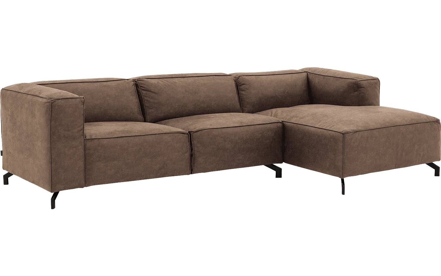 Goossens Bank Calvin bruin, micro leer, 3-zits, modern design - 8718823263312