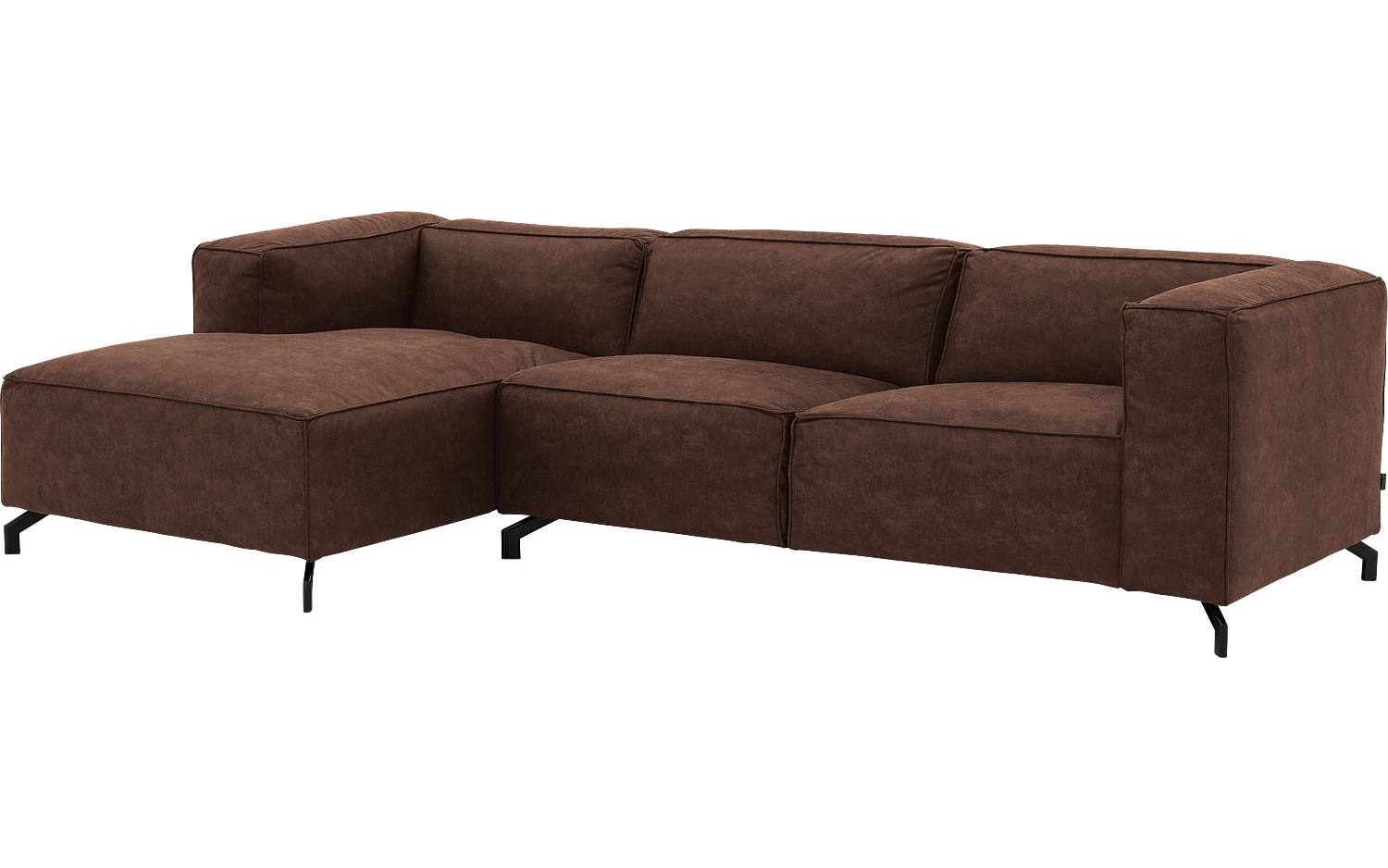 Goossens Bank Calvin bruin, micro leer, 3-zits, modern design - 8718823263398