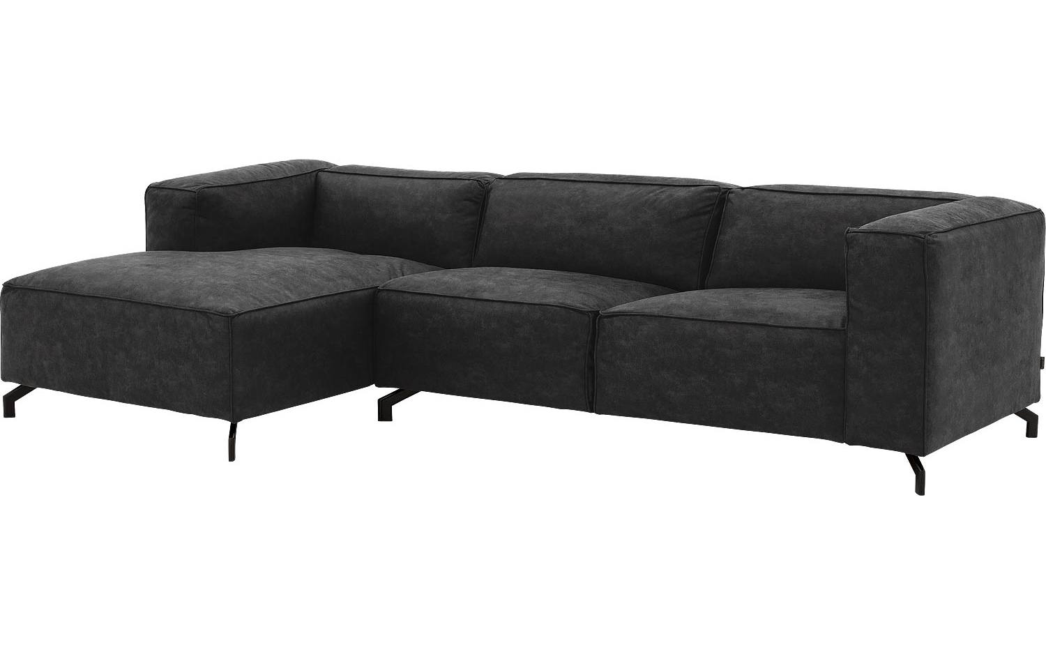 Goossens Bank Calvin antraciet, micro leer, 3-zits, modern design - 8718823263411