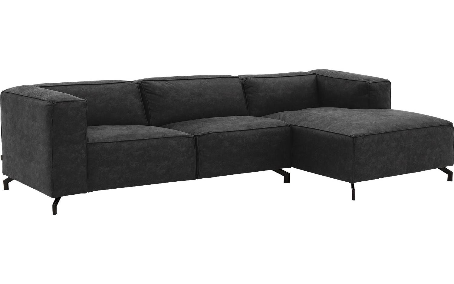 Goossens Bank Calvin antraciet, micro leer, 3-zits, modern design - 8718823263343