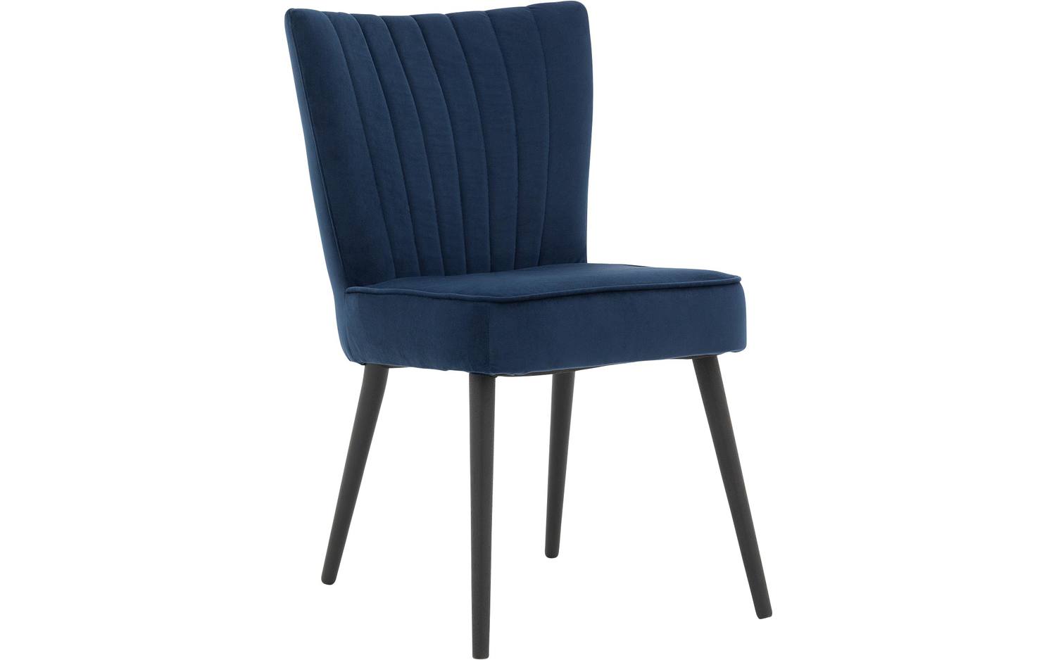 Goossens Eetkamerstoel Rob blauw velvet stof leuning, urban industrieel